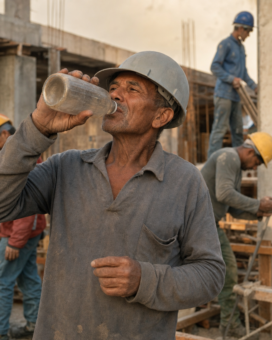 Trabalhador sênior em pausa no canteiro de obras