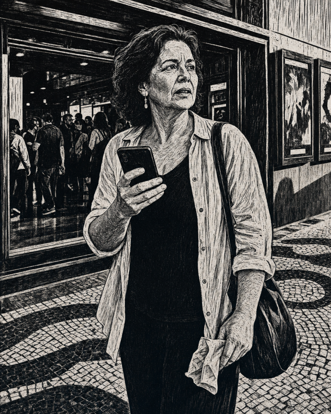 Público adulto aplaudindo no cinema
