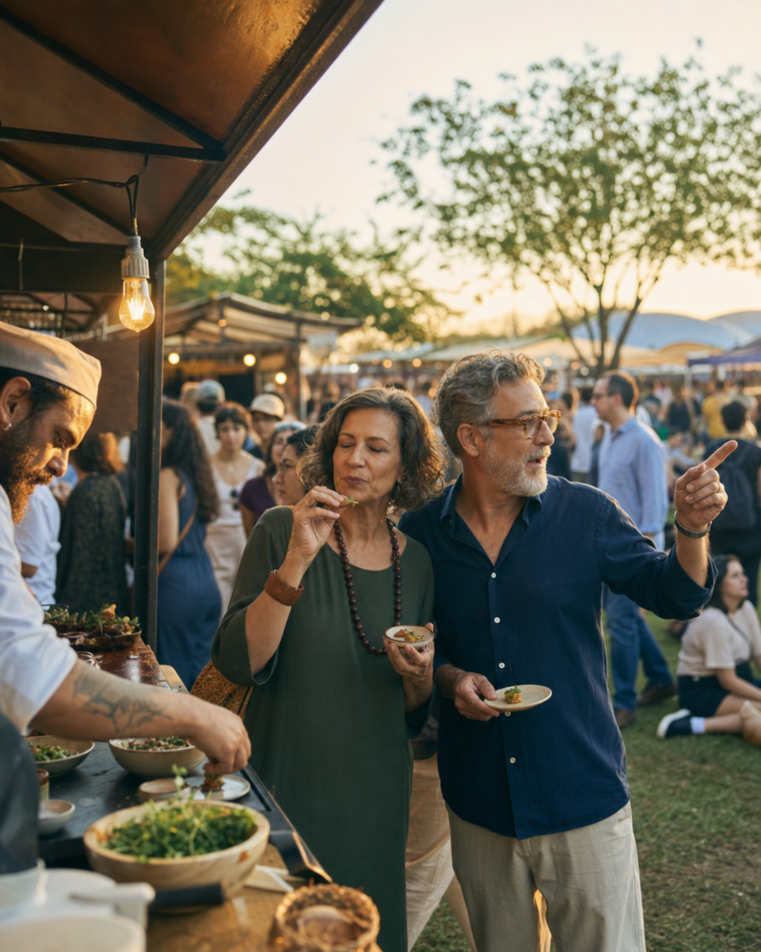 Casal degustando prato de chef no Taste São Paulo 2026