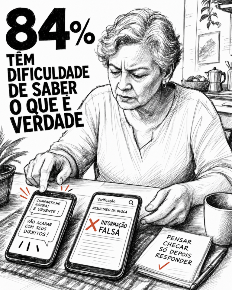 Professor e alunos analisam notícias