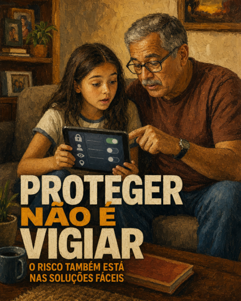 Avô e neta descobrindo segurança digital