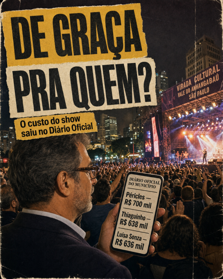 Artista no palco da Virada Cultural
