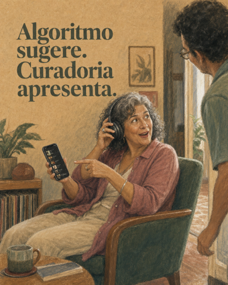Adulto descobrindo música no Apple Music