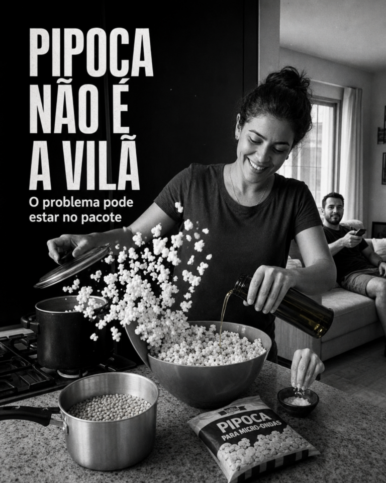 Pipoca saudável na noite de filme