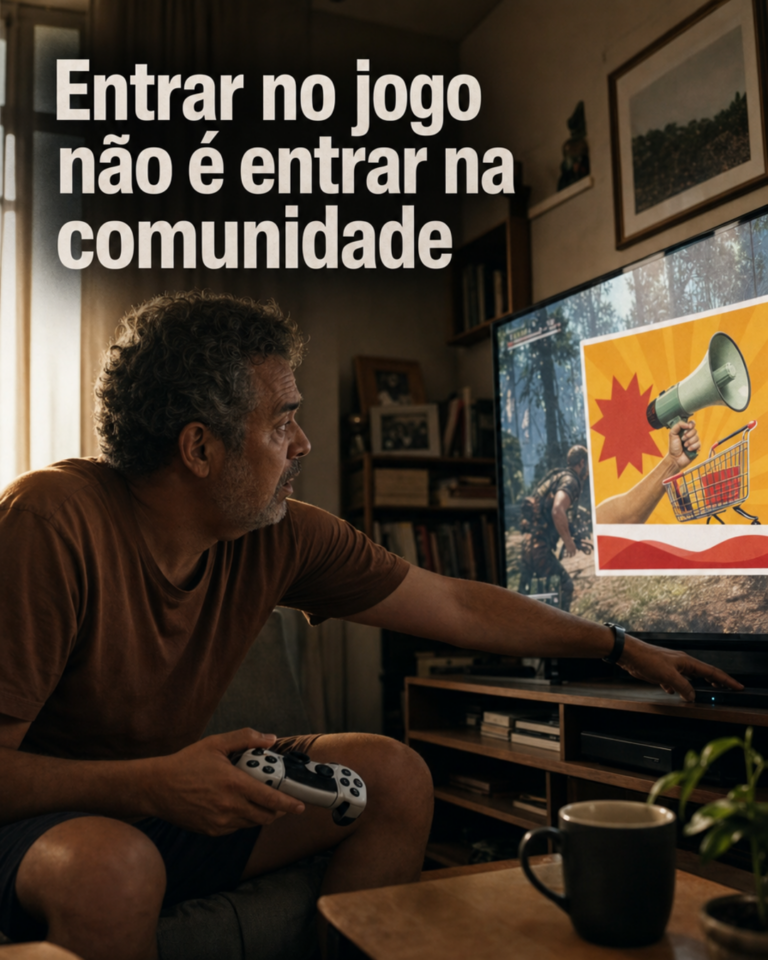 Jogador para o jogo ao ver anúncio corporativo fora de contexto