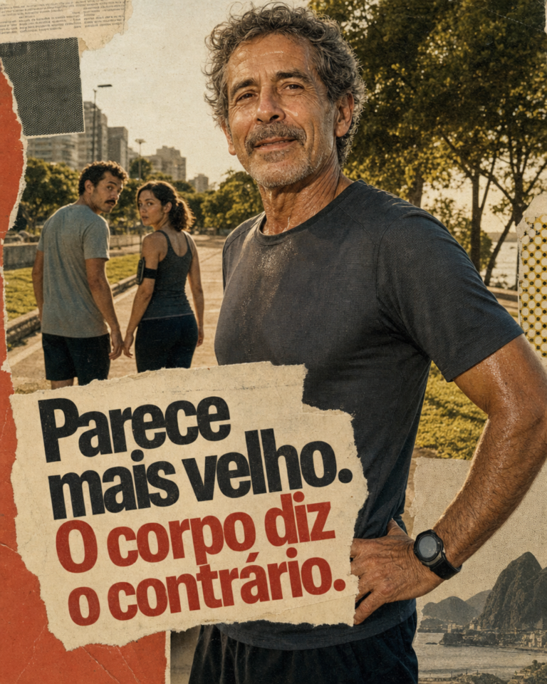 Corredor 50+ com pele radiante ao fim de uma corrida no parque