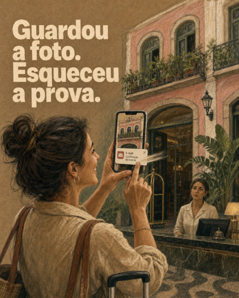 Passageiro com documentos no balcão da companhia aérea