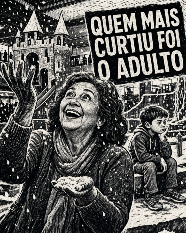 Família desfrutando do Reino de Neve