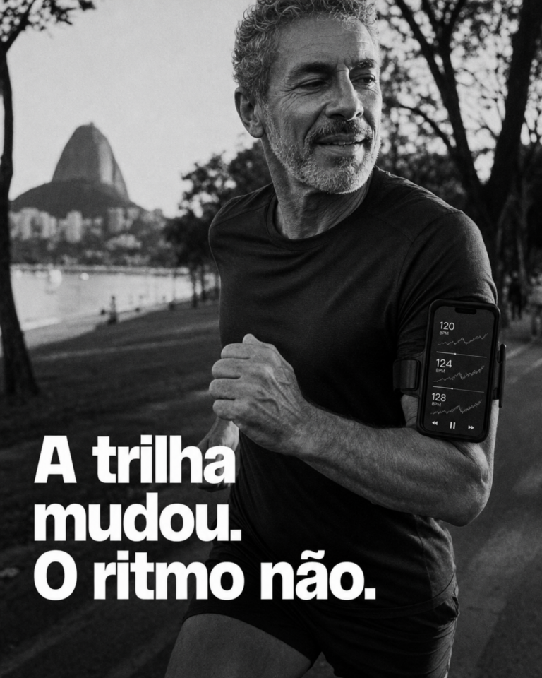 Corredor 50+ com Spotify Modo Corrida ativo