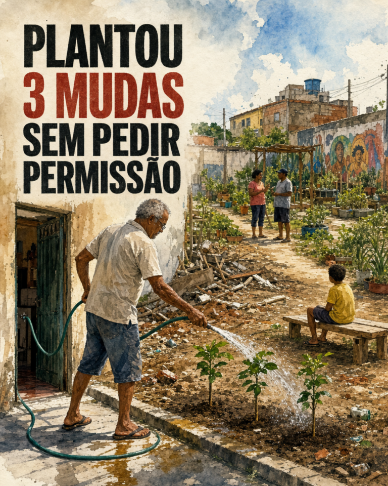 Muda plantada, praça surgindo