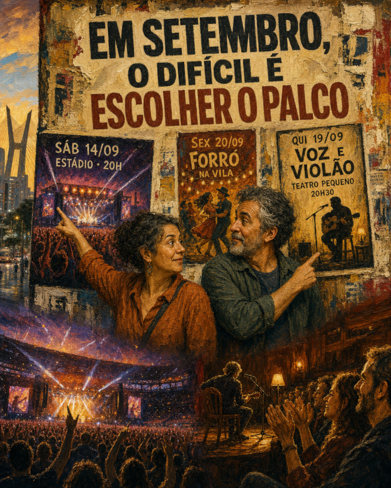 Casal apreciando show ao ar livre em São Paulo