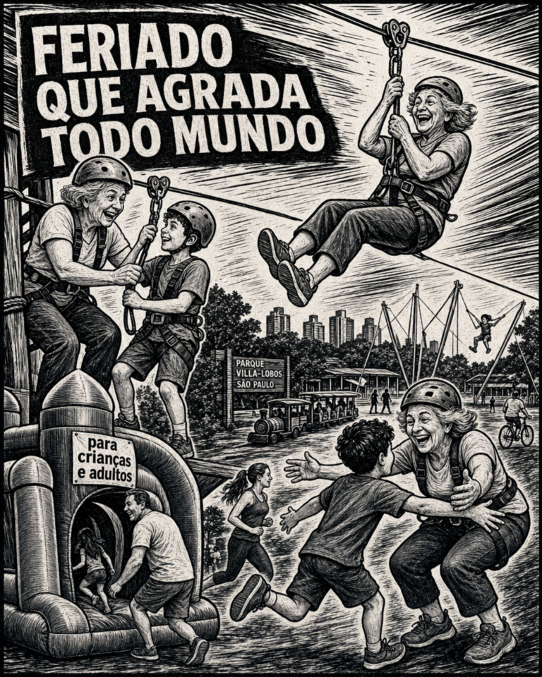 Avós e netos no parque