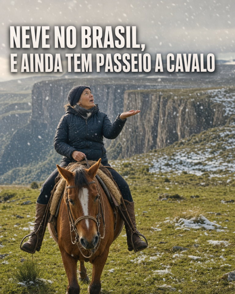 Casal feliz na neve de Gramado