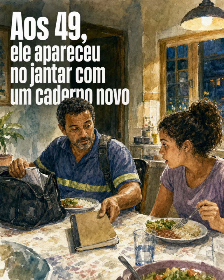 Jantar inesperado com caderno novo