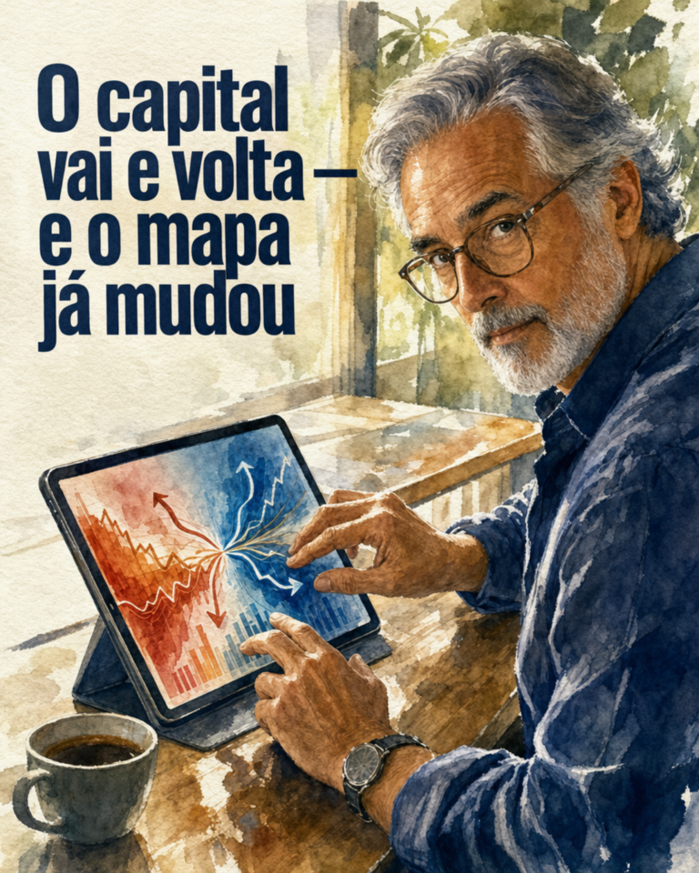Avô analisando investimentos no tablet