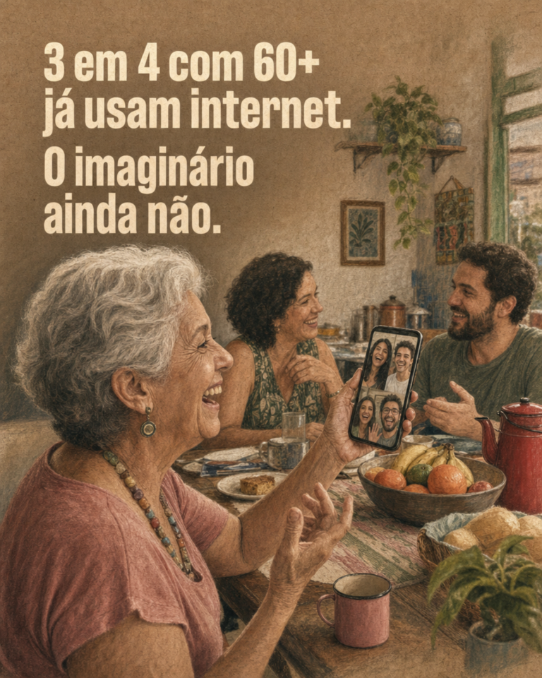 Avô conectado ao neto