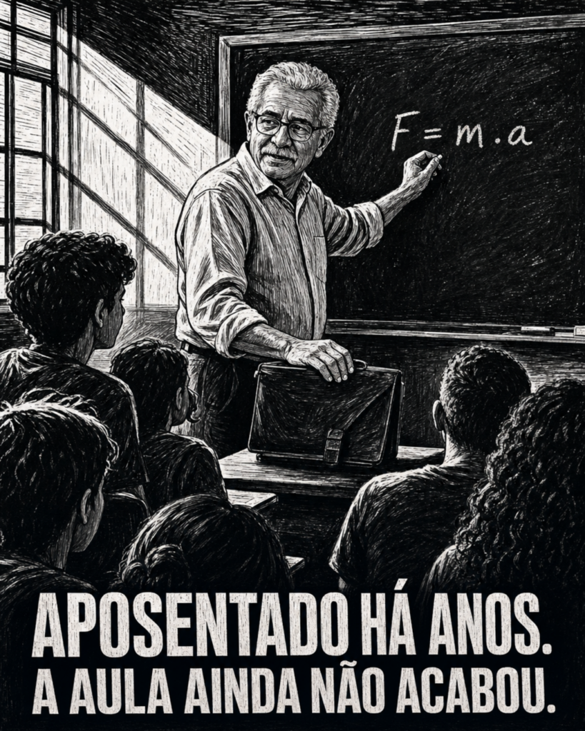 Professor aposentado na sala de aula