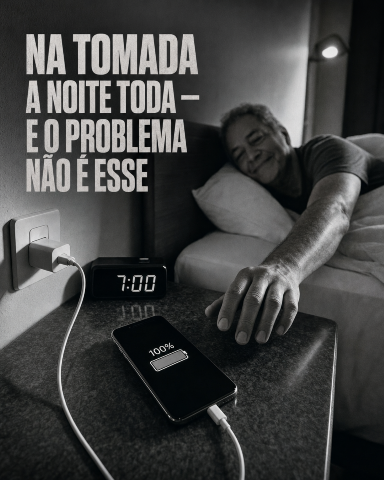 Carregando o celular à noite