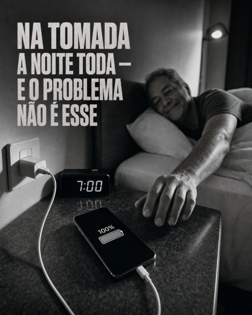 Carregando o celular à noite