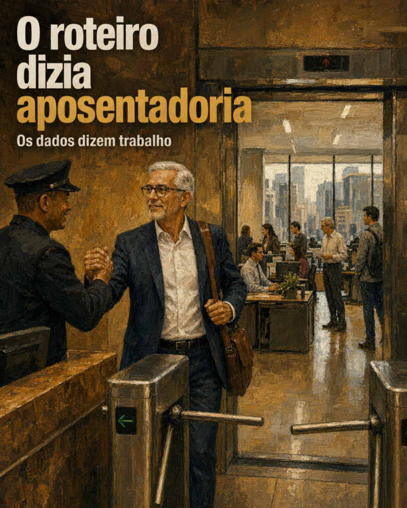 Idoso a caminho do trabalho